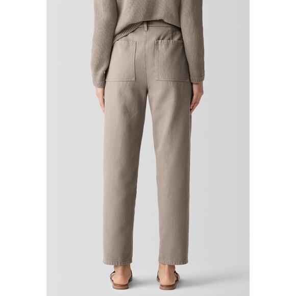 Eileen Fisher Garment-Dyed Utility Organic Cotton Tapered Pant Small Taupe Gray - Picture 2 of 13
